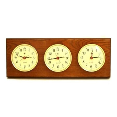 Bey Berk International Bey-Berk International WS115 Triple Quartz Clock - Oak Wood WS115